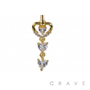 GEM PAVED 5 LEAF CLOVER 316L SURGICAL STAINLESS SWIVEL NAVEL RING